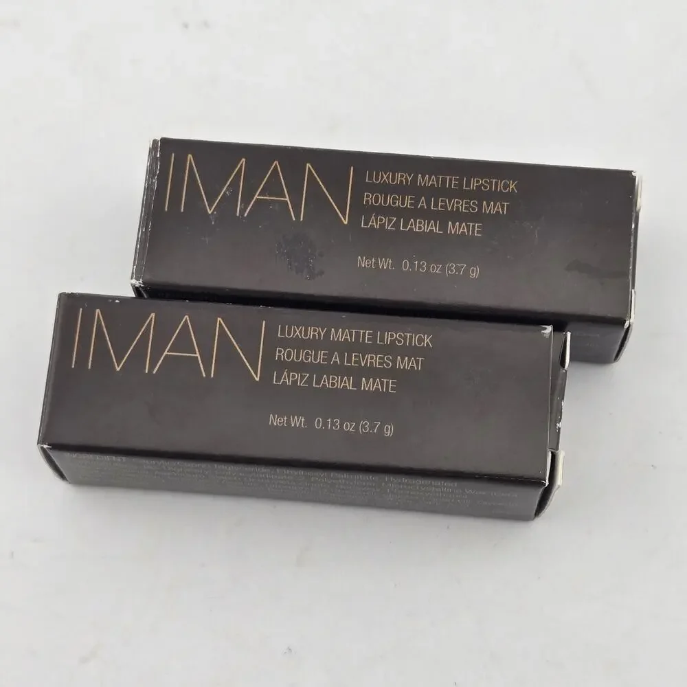 IMAN Luxury Matte Lipstick OUTLAW Set Of 2 Full Size 0.13oz Semi-Matte New